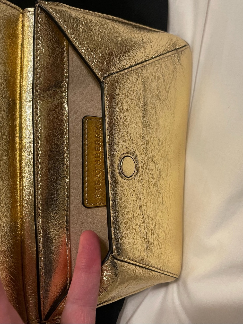 Strathberry Metallic Gold Mini Crossbody with Chain Strap - Picture 3 of 5